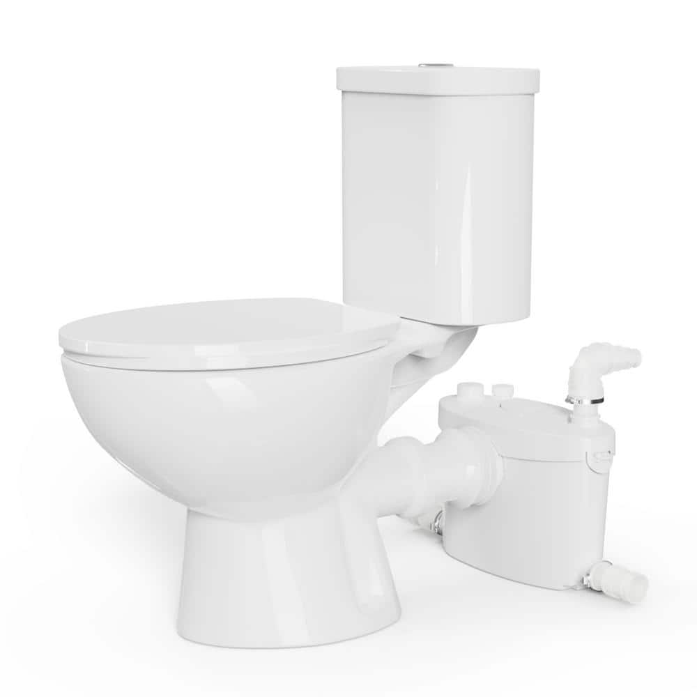 2-Piece 1/1.6 GPF Double Flush Round Macerating Toilet in White, with 600-W