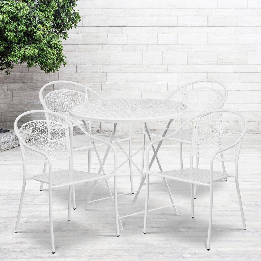 Flash Furniture 5Piece Metal Outdoor Dining Set 30 in. Round Outdoor