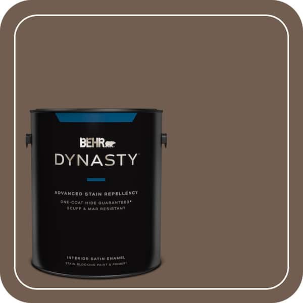 BEHR DYNASTY 1 gal. #PPF-52 Rich Brown Satin Enamel Interior Stain-Blocking Paint & Primer