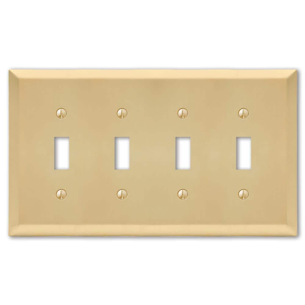 Satin Brass 4-Gang Steel Toggle Wall Plate
