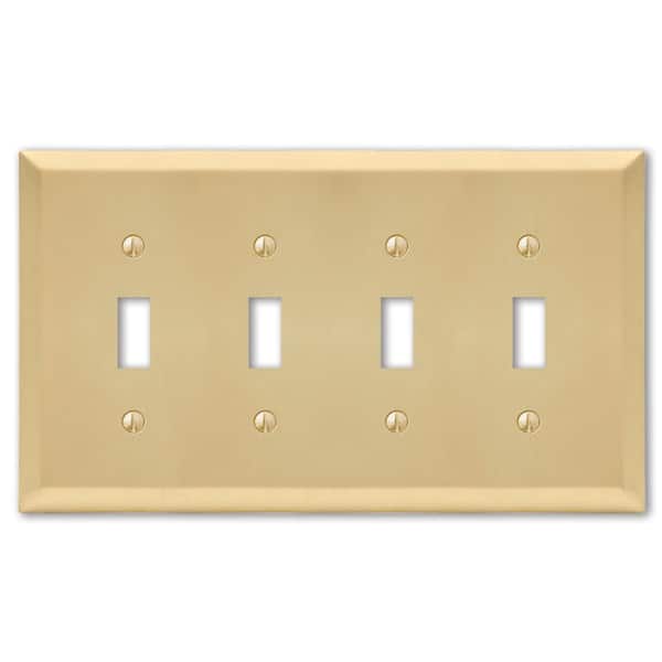 Metallic 4 Gang Toggle Steel Wall Plate - Satin Brass