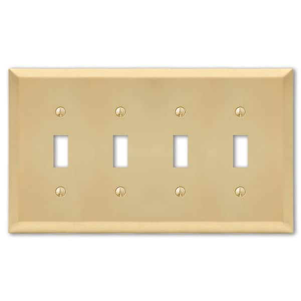 AMERELLE Metallic 4 Gang Toggle Steel Wall Plate - Satin Brass