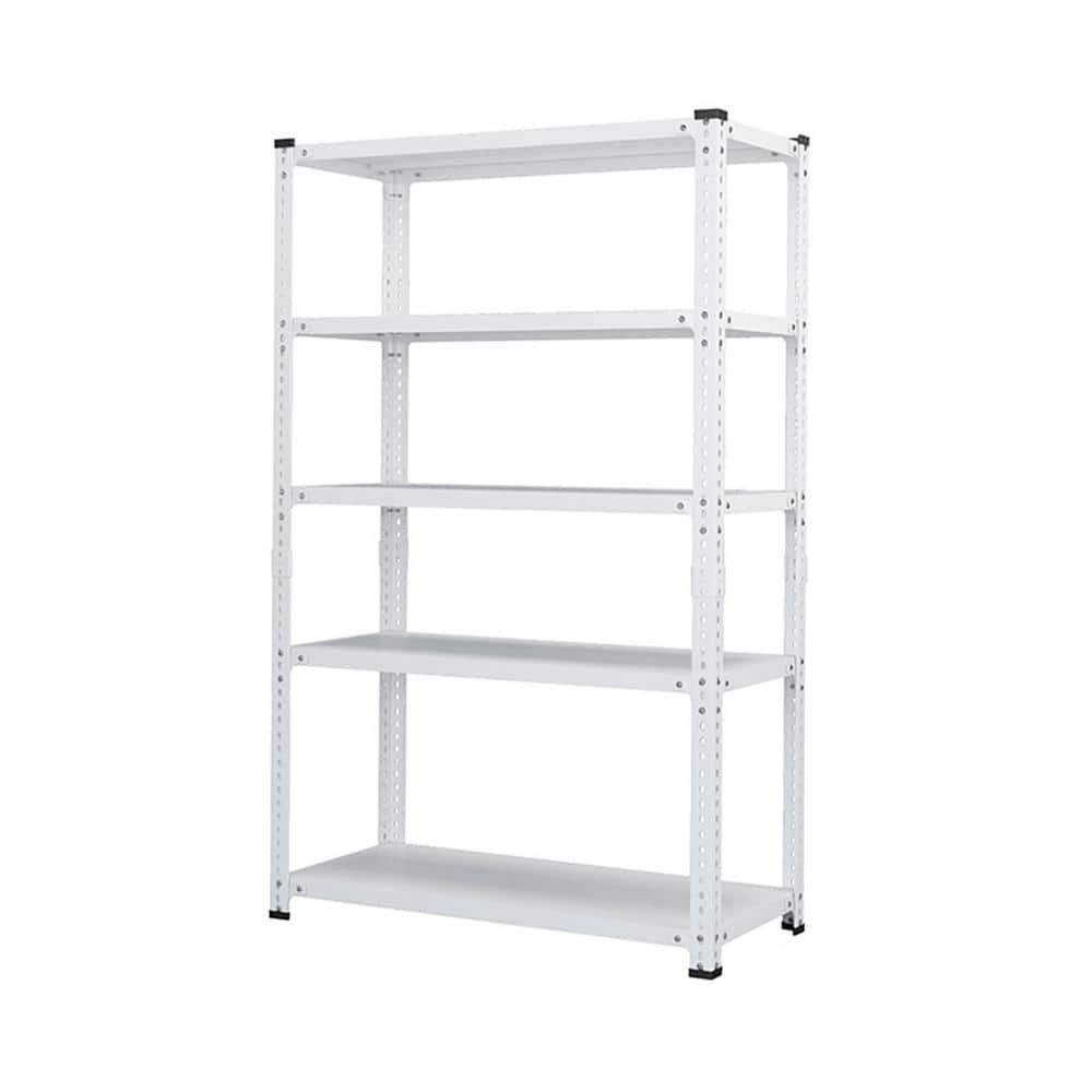 White 71 in. H 5-Tier Heavy-Duty Metal Pantry Organizers with Adjustable Sh