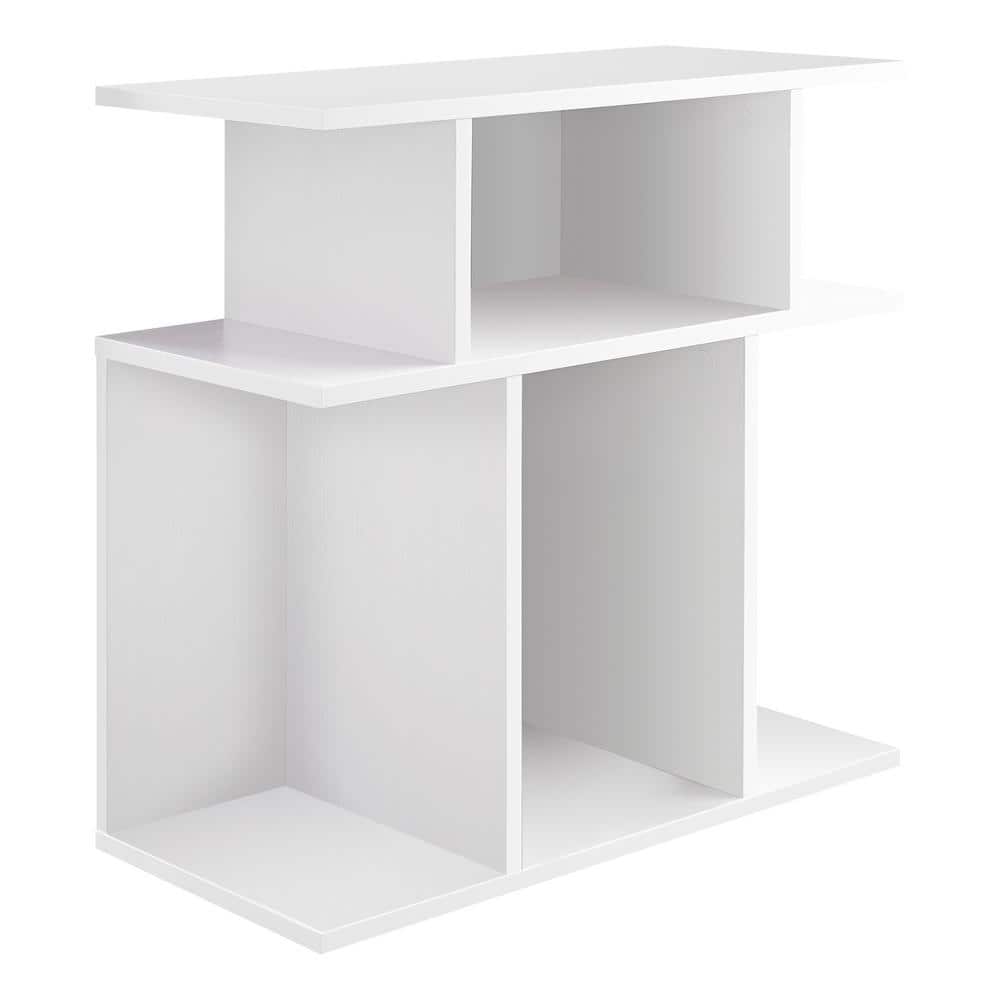 11.75 in. White Rectangular MDF End Table Open Shelves