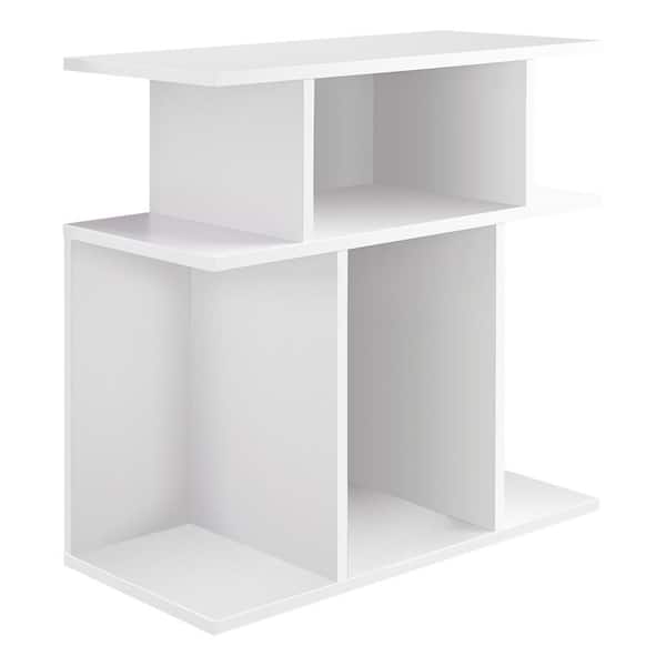 Unbranded 11.75 in. White Rectangular MDF End Table Open Shelves