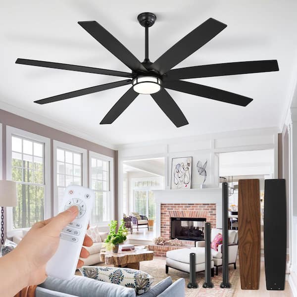 72 in. Indoor Black Downrod/Angled Mount 6-Speed Ceiling Fan with 3-Color Light Kit, Dual-Finish Blades, Remote Control