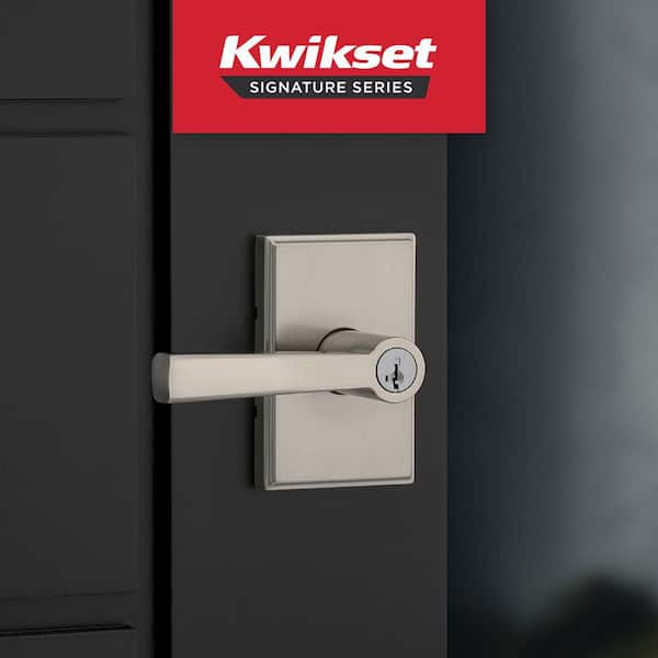 Kwikset Trafford Satin Nickel Rectangle Keyed Entry Door Handle