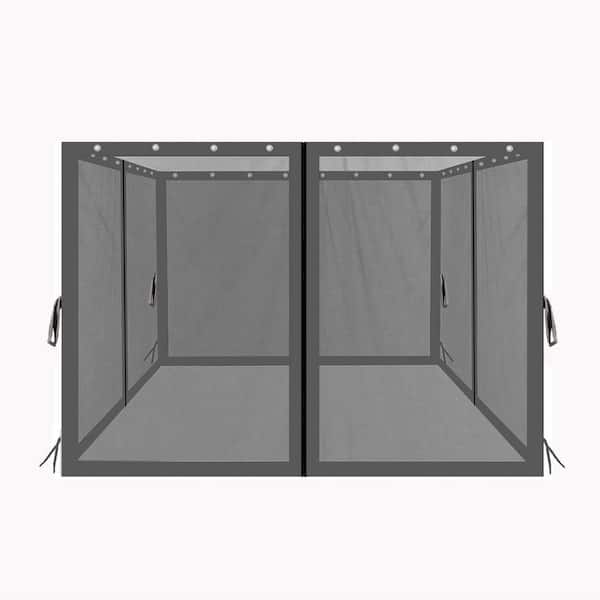 Tidoin 10 ft. x 10 ft. Gazebo Replacement Mosquito Netting with Zippers, 4-Side Mesh Walls for Patio Gazebos