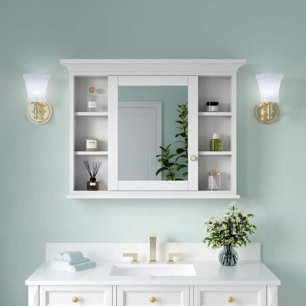 40 in. W x 30 in. H Rectangular Solid Wood Frame Bathroom Medicine Cabinet with Mirror, Soft-Closed Door, Easy Hang