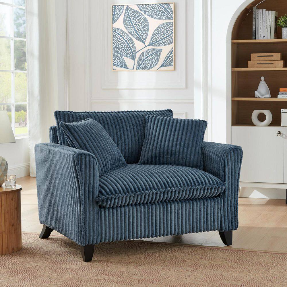Luxury Collection Blue Corduroy Fabric Accent Lazy Sofa Chair with 2 Pillows, (Set of 1) price history on PriceWatchPro