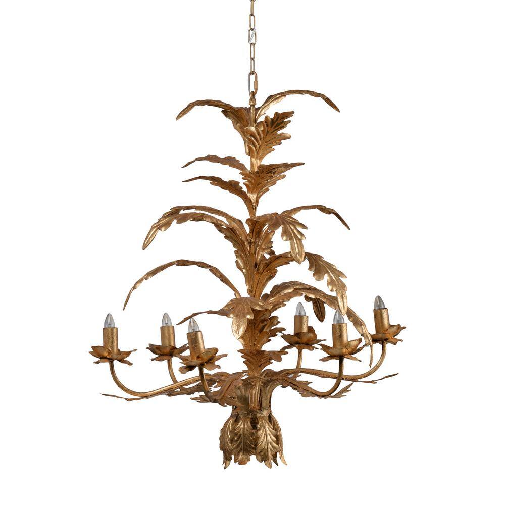 cenadinz 60-Watt 6-Light Gold Metal Chandelier Hanging Light