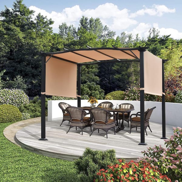 Nestfair 9.7 ft. x 8 ft. Brown Pergola 
