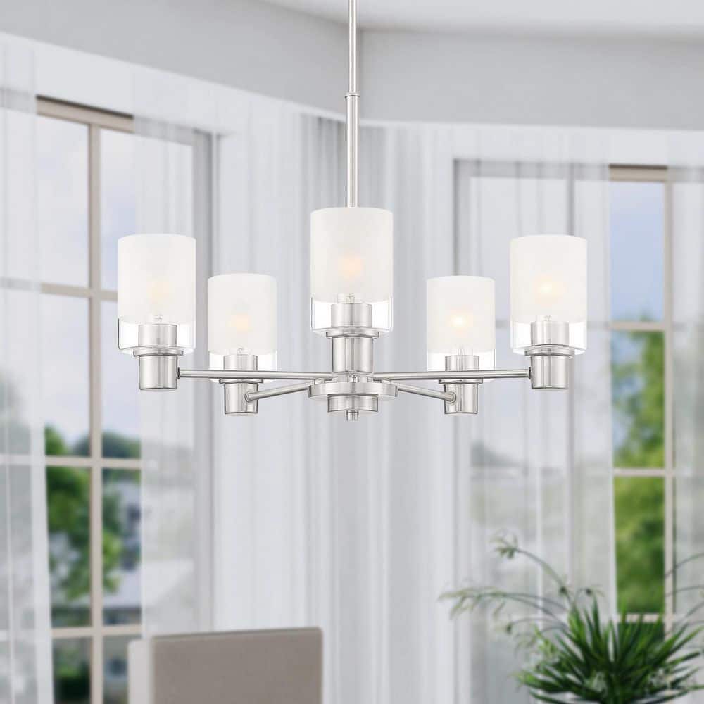 Cedar Lane 5 -Light Brushed Nickel Chandelier with Clear Etched Glass Shades price history on PriceWatchPro