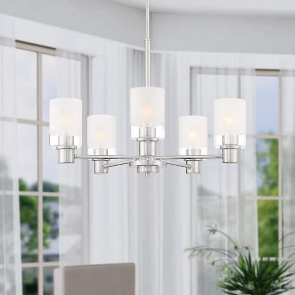 Designers Fountain Cedar Lane 5-Light Brushed Nickel Modern Sputnik Chandelier for Dining Areas with No Bulbs Included