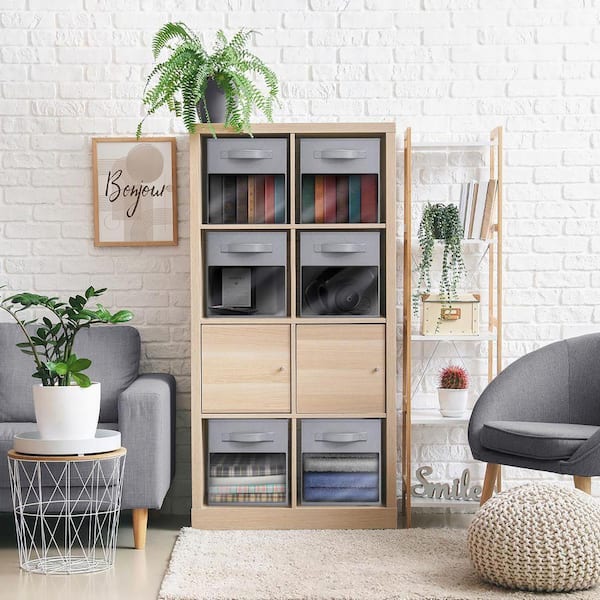 Sorbus Foldable Storage Cubes with Handles and Clear Window, Grey 13 in ...