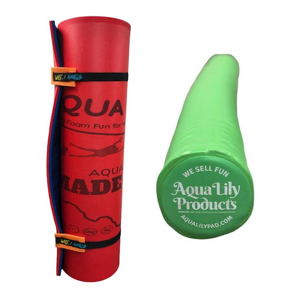 Aqua Lily Pad 20 ft. Floating Foam Island with Foam Pool Noodle Float, Lime Green