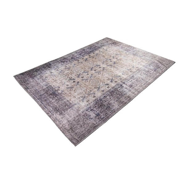 Jasmine Grey Distressed Washable 2 ft. x 3 ft. Scatter Rug