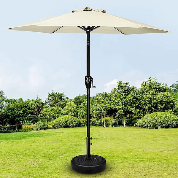 Coporesell 7.5 ft. Stainless Steel Patio Umbrella in Beige with Push Button Tilt and Crank