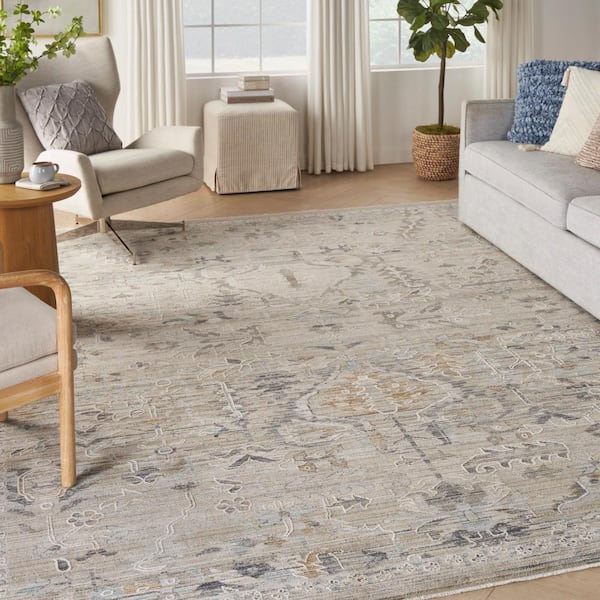 Lynx Ivory Taupe 9 ft. x 11 ft. All-over design Transitional Area Rug