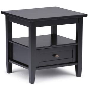 Warm Shaker Solid Wood 20 in. Wide Rectangle Transitional End Side Table in Black