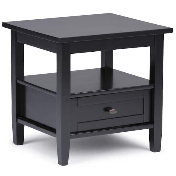 Black Simpli Home Warm Shaker Solid Wood End Table