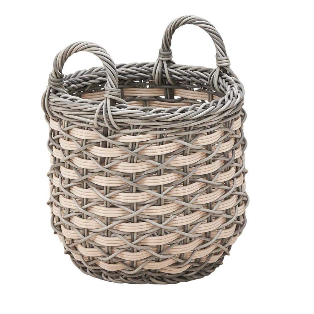 Woven Wicker Round Storage Basket Decorative Basket with Handles for Towel,