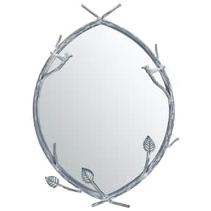 Helios 18.75 in. W x 27.25 in. H Iron Oval Modern Silver Wall Mirror