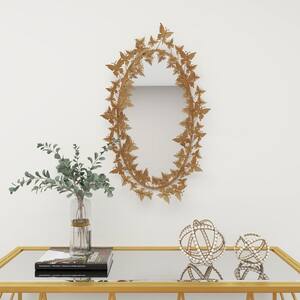 33 in. x 19 in. Gold Metal Glam Oval Wall Mirror