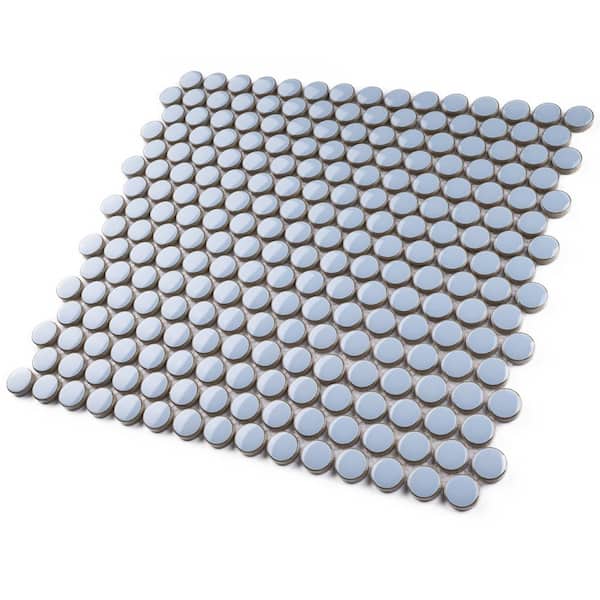 MOLOVO Porcetile Round Sky Blue 12.41 in. x 11.46 in. Penny