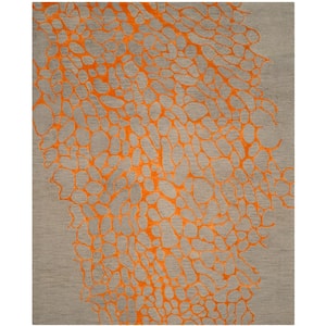 Blossom Gray/Orange 8 ft. x 10 ft. Geometric Area Rug