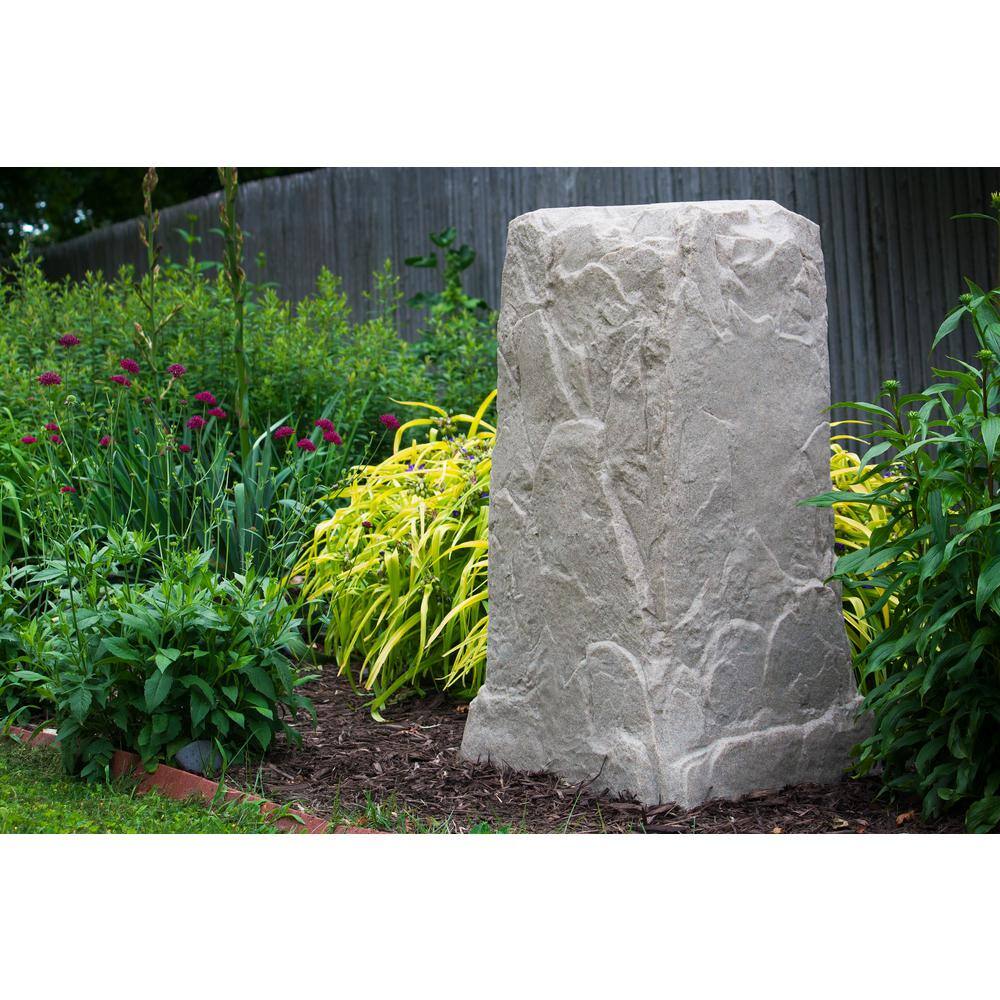 Tall Beige Resin Utility Cover Landscape Rock