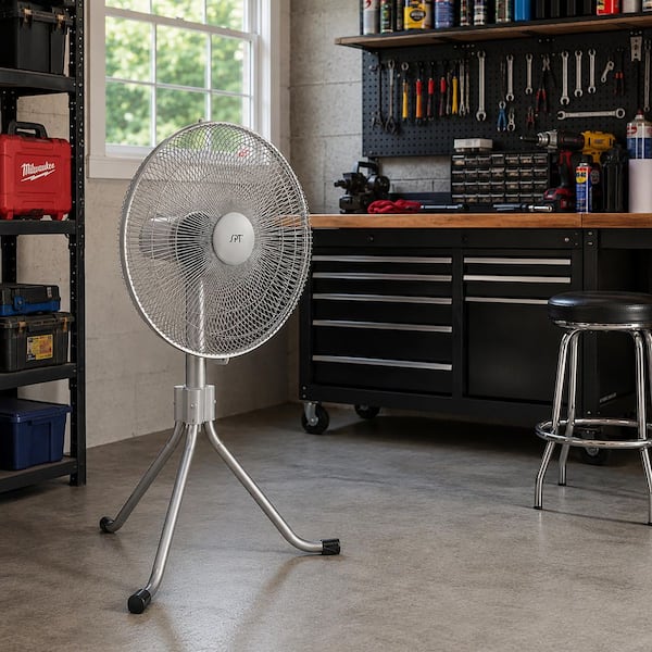 SPT 18 in. Heavy-Duty Adjustable-Height Oscillating Pedestal Fan