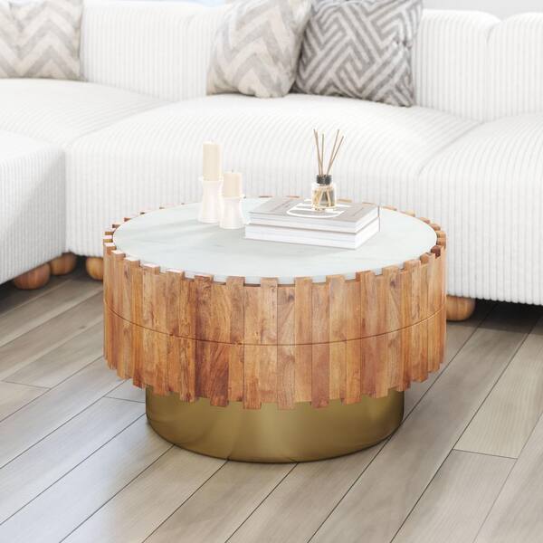 ZUO Bombay Collection 30.1 in. Natural Round Marble Coffee Table