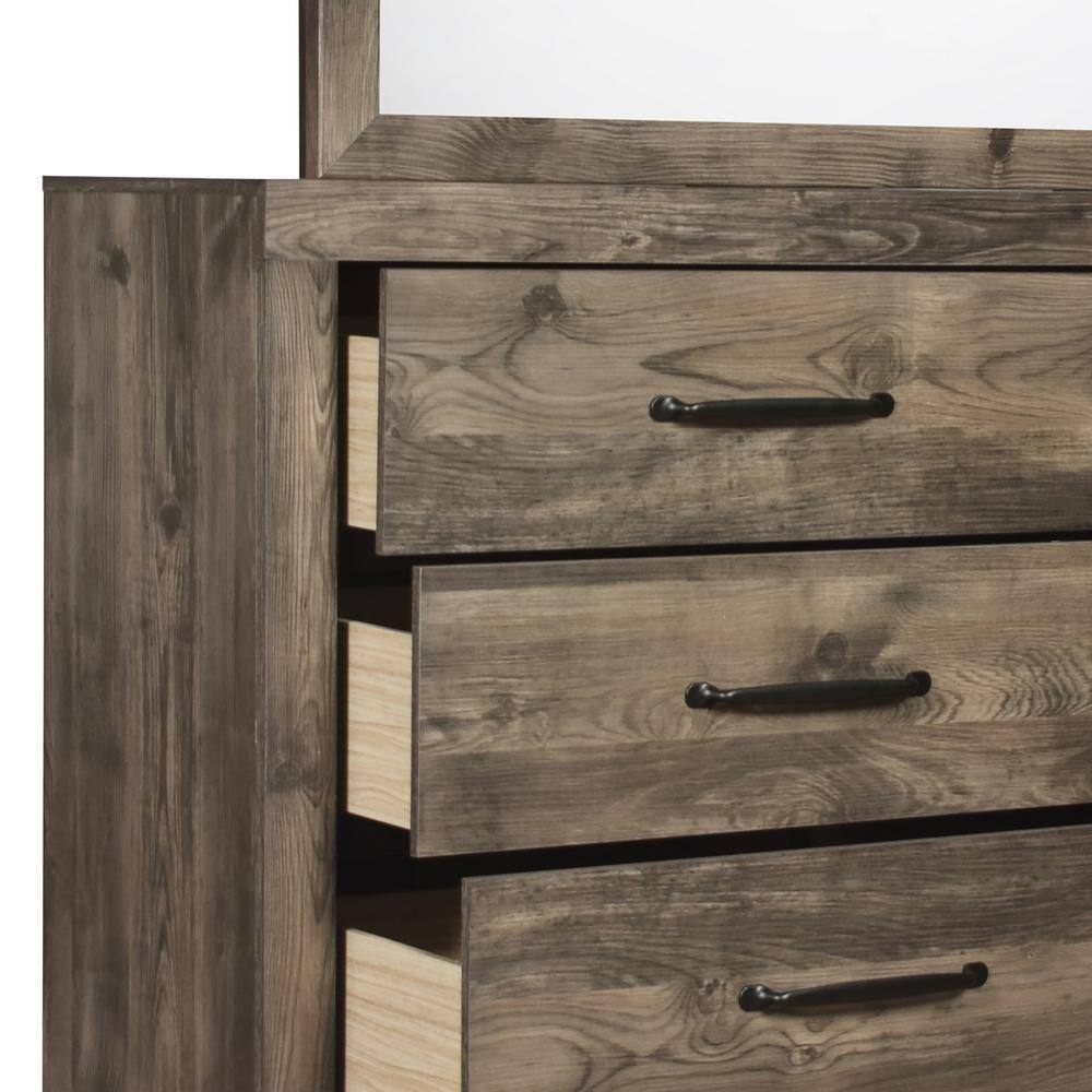 Rustic Gray 6-Drawer Wood Dresser with Dovetail Drawers