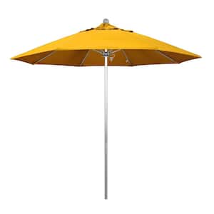 9 ft. Fiberglass Market Pulley Open S Anodized Patio Umbrella in Yellow Pacifica