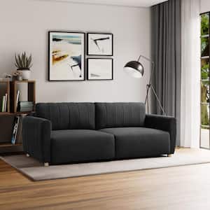 Giles 91.7 in. Charcoal Polyester Queen Size Convertible Sofa