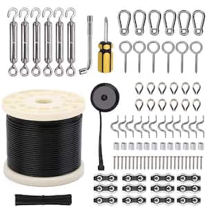 Black Stainless Steel String Light Hanging Kit with 250 ft. Nylon Coated Turnbuckles and Hooks