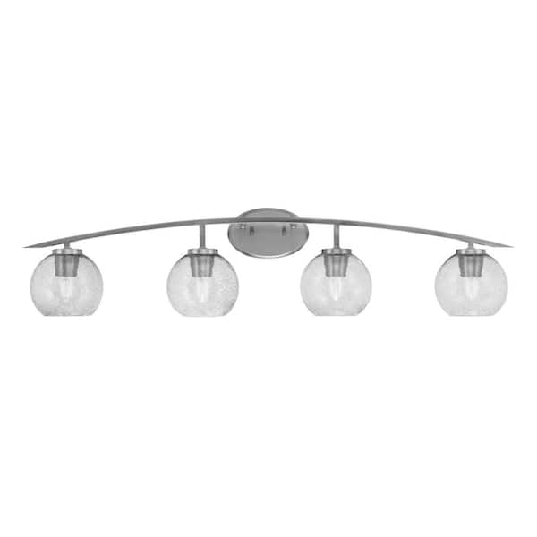 Unbranded Siena 40 in. 4-Light Graphite Vanity-Light Graphite with 5.75 in. Smoke Bubble Glass Shades No Bulbs Included