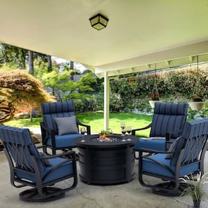 Jarvis 5-Piece Fire Pit Set with Swivel Rocking Chairs