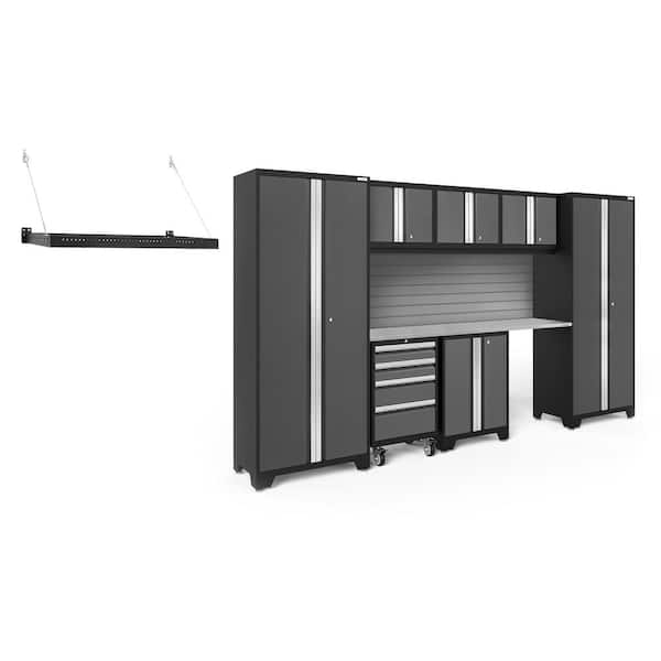 NewAge Products Bold Series 132 in. W x 76.75 in. H x 18 in. D 24-Gauge Steel Garage Cabinet Set in Gray (8-Piece)