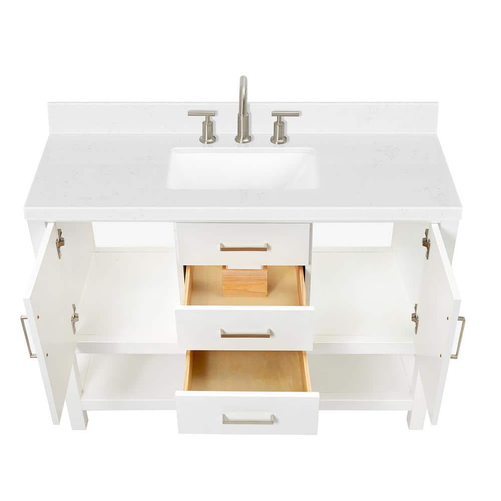 Bayhill White Freestanding Single Vanity with Marble Top