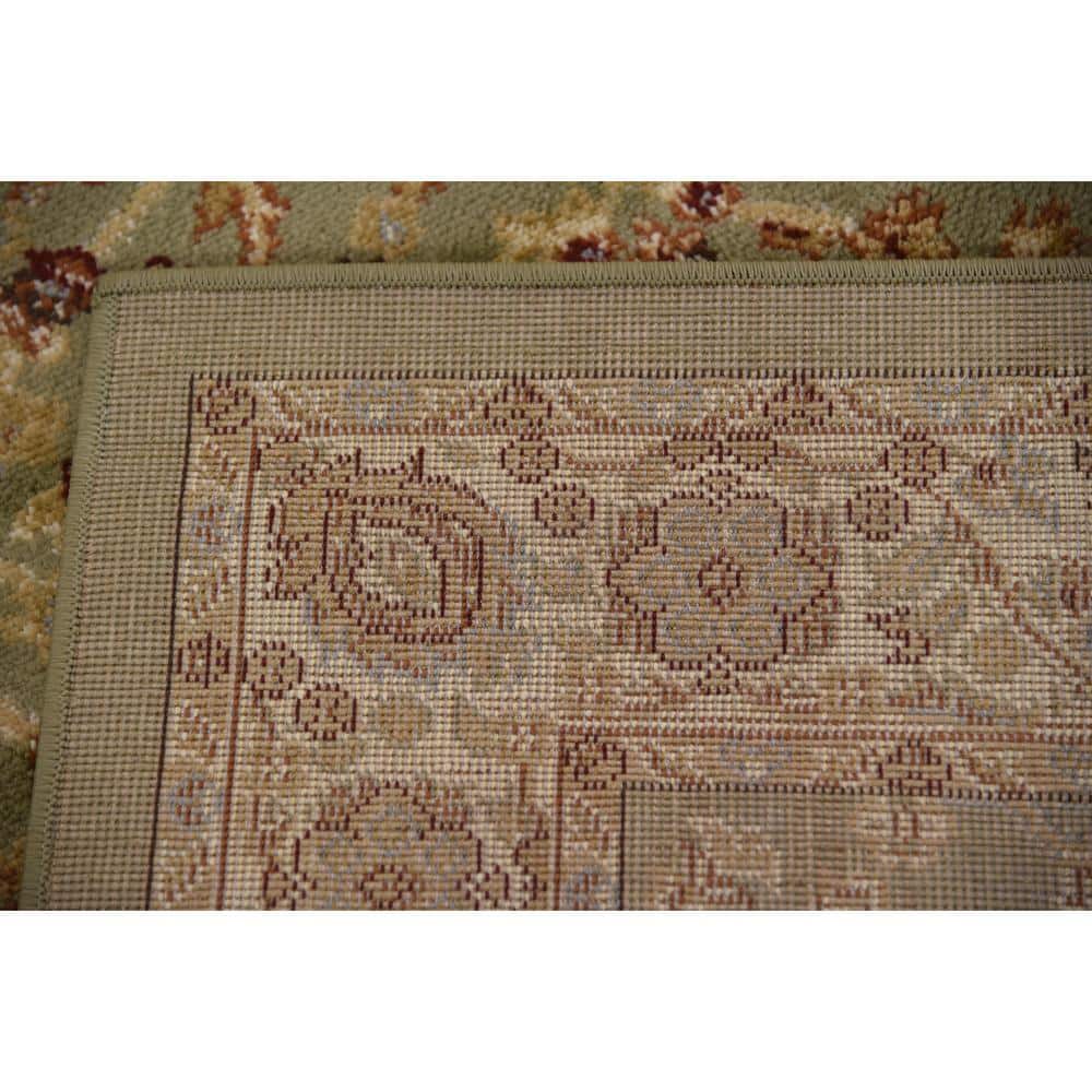 Light Green and Ivory Rectangular Synthetic Area Rug