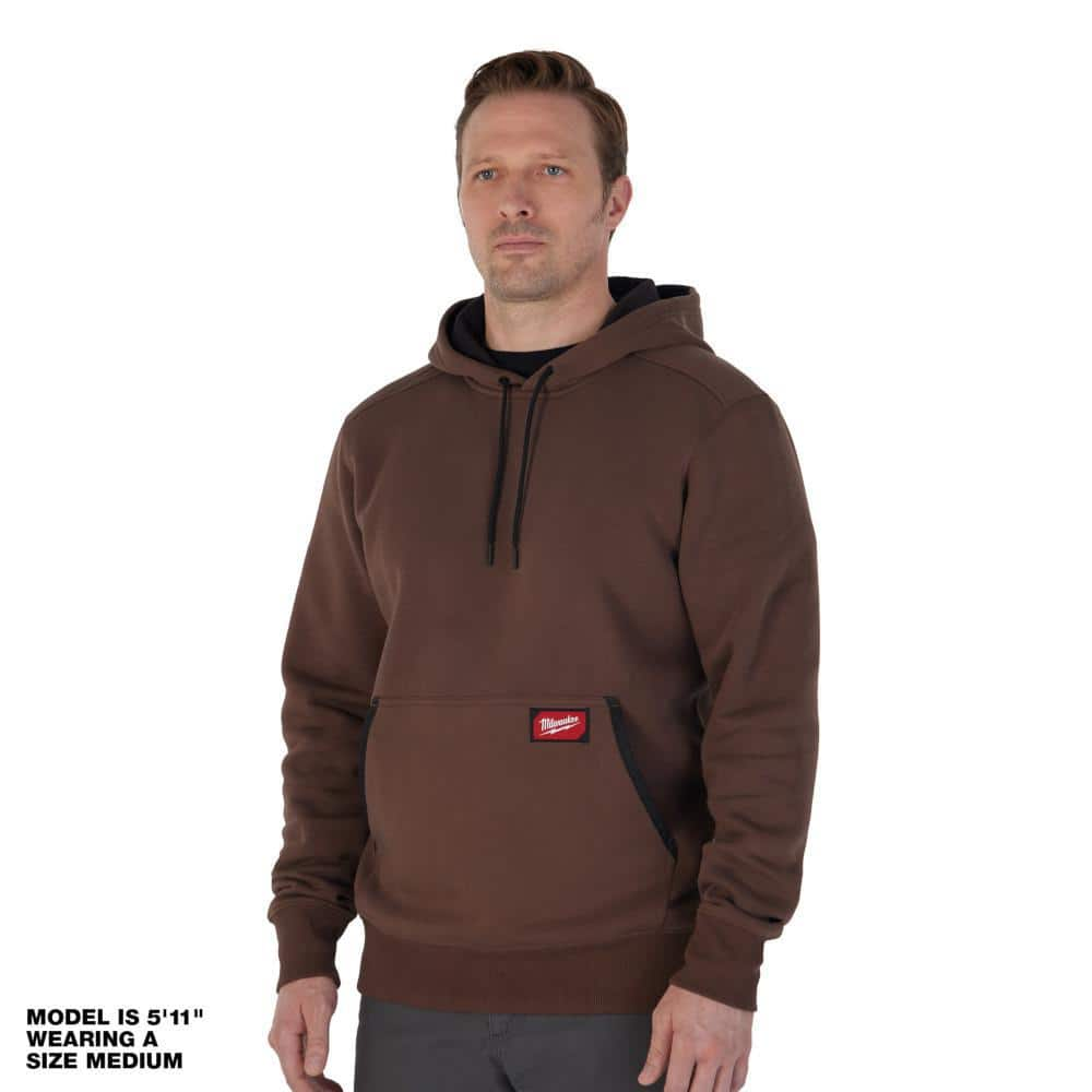 Milwaukee Men's X-Large Brown Midweight Cotton/Polyester Long-Sleeve  Pullover Hoodie 351BR-XL - The Home Depot