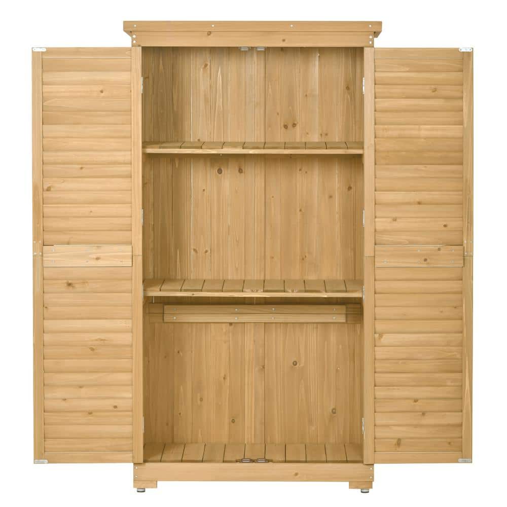 34 in. W x 18 in. D x 63 in. Natural Wood Outdoor Storage Cabinet, 3-Tire P