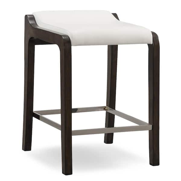 Leick Home Favorite Finds Buffed Pecan, Ivory Leather Counter Height Bar Stools