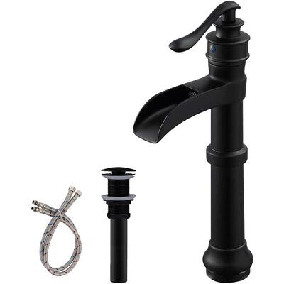 MIAOHUI Matte Black Vessel Sink Faucet Pull Out Tall Bathroom Faucet Single Ho