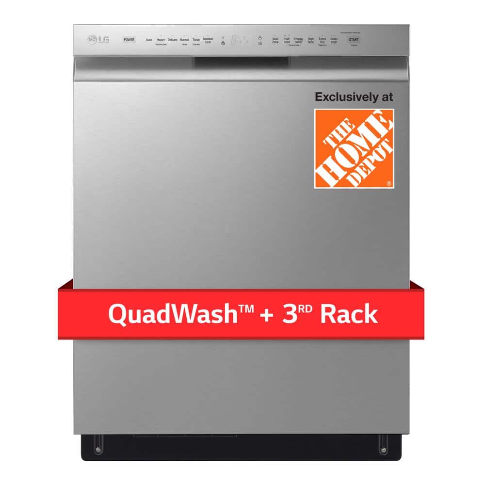 LG 24 in. PrintProof Stainless Steel Front Control Dishwasher with QuadWash, 3rd Rack & Dynamic Dry, 48 dBA