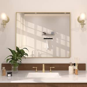 Sight 36 in. W x 30 in. H Rectangular Framed Wall Bathroom Vanity Mirror in Brushed Gold