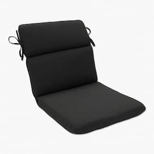 Solid Outdoor/Indoor 21 in W x 3 in H Deep Seat, 1-Piece Chair Cushion with Round Corners in Black Fresco