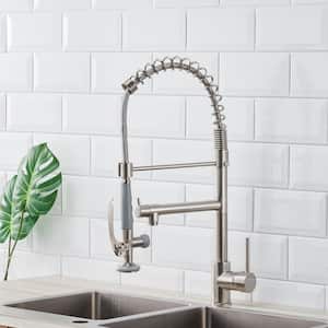 Pull Down Kitchen Sink Faucet With Sprayer Modern Commercial Kitchen Faucet Single Handle Brass Taps Brushed Nickel